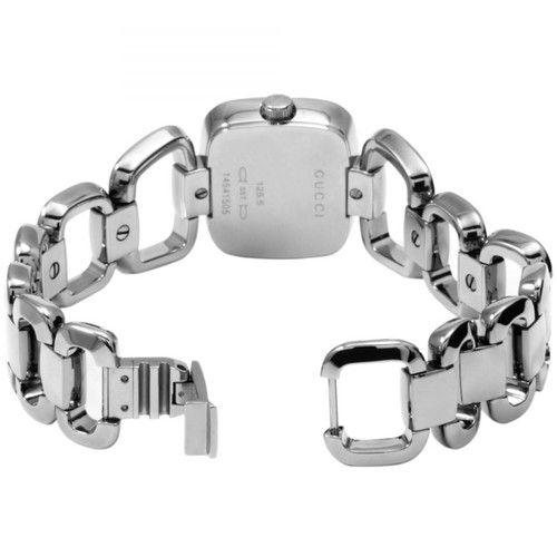 Gucci G-Gucci Ladies Sapphire Diamonds Brown Dial Silver Bracelet Watch YA125503