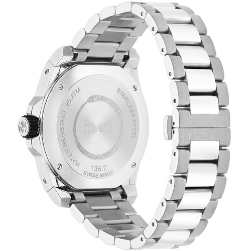 Gucci Dive Men's Sapphire Snake Black Dial Silver Bracelet Watch YA136218