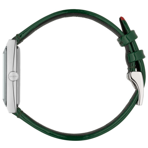 Gucci G-Frame Ladies Sapphire Green And Red Mother Of Pearl Dial Leather Strap Watch YA147408