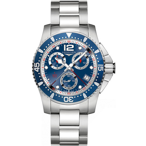 Longines HydroConquest Men's Sapphire Chronograph Blue Dial Silver Bracelet Watch L3.743.4.96.6