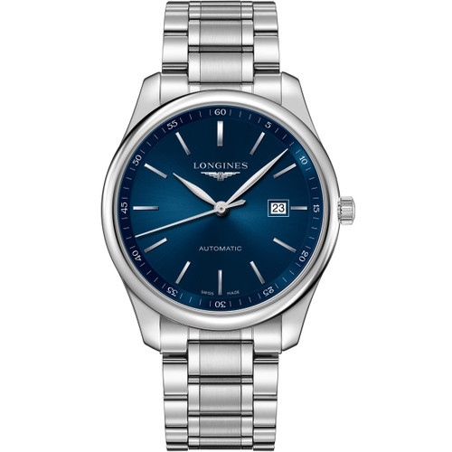 Longines Master Men's Automatic Sapphire Blue Dial Silver Bracelet Watch L2.893.4.92.6