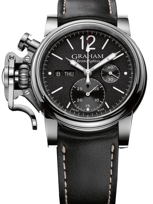 Graham ChronoFighter Vintage Stainless Steel Leather Strap Watch 2CVAS.B02A.L127S