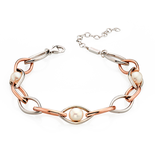Fiorelli Ladies Silver Rose Gold & Pearl Bracelet