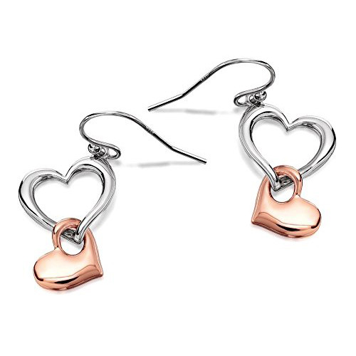 Fiorelli Ladies Silver Rose Plate Heart Drop Earrings