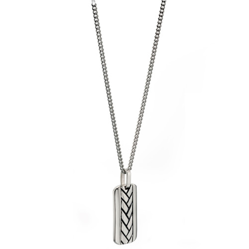 Fred Bennett Maverick Men's Stainless-Steel Plaited Dog Tag 60cm Necklace N4002