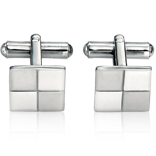 Fred Bennett Men's Stainless-Steel Brushed & Polished Square Cufflinks V319