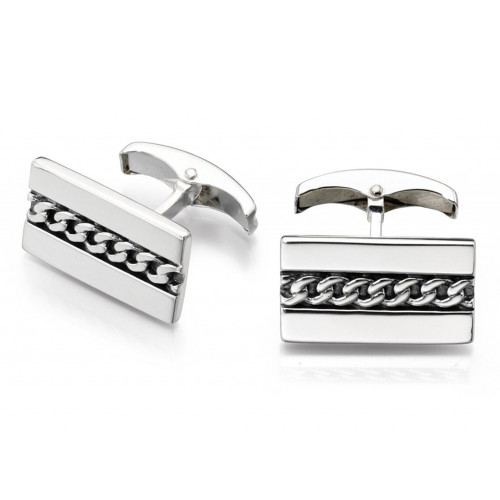 Fred Bennett Men's Silver Oxidised Chain Detail Cufflinks V478