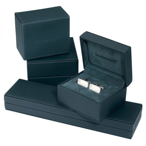 Fred Bennett Men's Stainless-Steel Black Double Stripe Rectangle Cufflinks V521