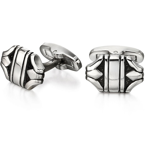 Fred Bennett Men's Stainless-Steel Ornate Unusual Shape Cufflinks V527