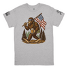 Patriot Pride Men's 4th of July Sasquatch Hiking T-Shirt - Funny American Bigfoot with Beer and USA Flag - Short Sleeve Tee Patriot Pride Men's 4th of July Sasquatch Hiking T-Shirt - Funny American Bigfoot with Beer and USA Flag - Short Sleeve Tee
