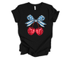 Patriot Pride Reckless Patriot Women's 4th of July Graphic T-Shirt - Patriotic Bow And Cherries Design