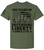 Patriot Pride Men's Graphic T-Shirt - Soliders In American Flag, 250 Years of Defending Liberty Since 1776 Design