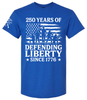 Patriot Pride Men's Graphic T-Shirt - Soliders In American Flag, 250 Years of Defending Liberty Since 1776 Design