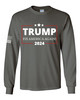 Fix America Again Trump 2024 American Flag Sleeve Patriotic Mens T-shirt Long Sleeve Political Graphic Tee