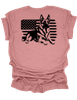 Womens Cute Patriotic German Shepherd Distressed USA Flag Ladies Short Sleeve T-Shirt