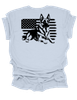 Womens Cute Patriotic German Shepherd Distressed USA Flag Ladies Short Sleeve T-Shirt