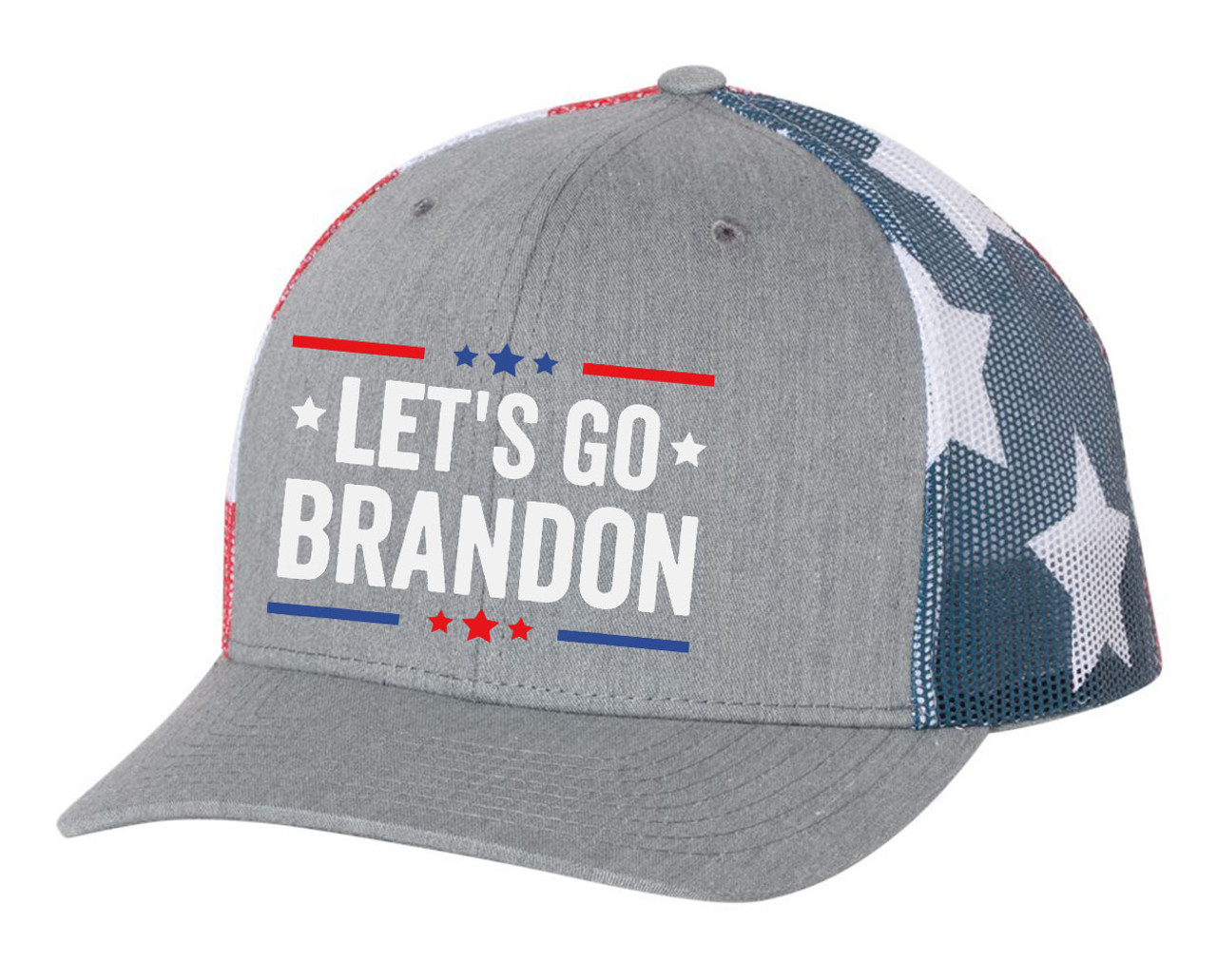 Let's Go Brandon Patriotic FJB Funny Political Men's Embroidered Mesh Back  Trucker Hat - Patriot Pride