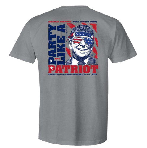 State Homegrown Party Like A Patriot Ronald Reagan Adult Unisex Short Sleeve Pocket T-Shirt