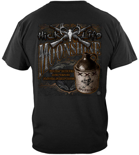 Moonshine Hick Life 100% Cotton Black T-Shirt