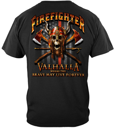 Firefighter Viking Firefighter 100% Cotton Black T-Shirt