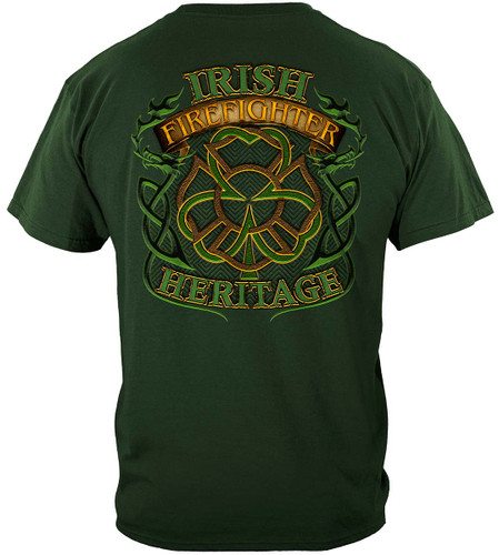 Irish Firefighter 100% Cotton Forest Green T-Shirt