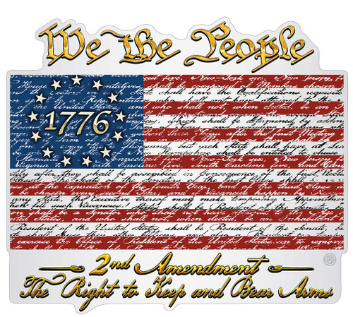 2nd Amendment Betsy Ross Flag We The People 2nd Amendment White vinyl Reflective Decal 12In