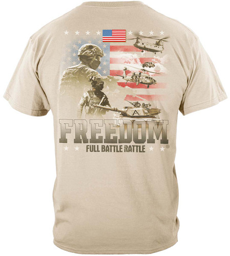 Freedom Full Battle Rattle Blue Collar Worker 100% Cotton Sand T-Shirt