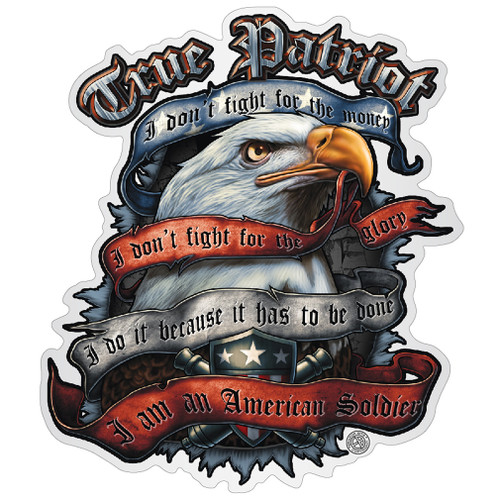 True Patriot Patriotic White vinyl Reflective Decal 12In