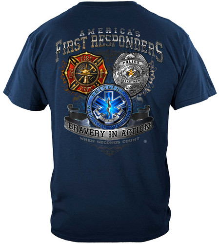 America's First Responders EMS 100% Cotton Navy T-Shirt