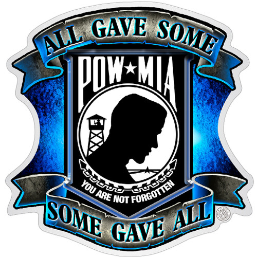 POW All Gave Some Blue Military White vinyl Reflective Decal 12In