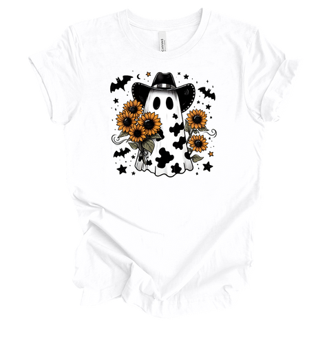 Trenz Shirt Company Sunflower Cow Print Ghost Short Sleeve T-shirt