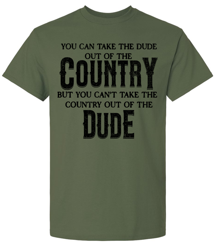 Trenz Shirt Company Mens Graphic T-Shirt - Country Dude, Can Take The Dude, Can't Take The Country Design