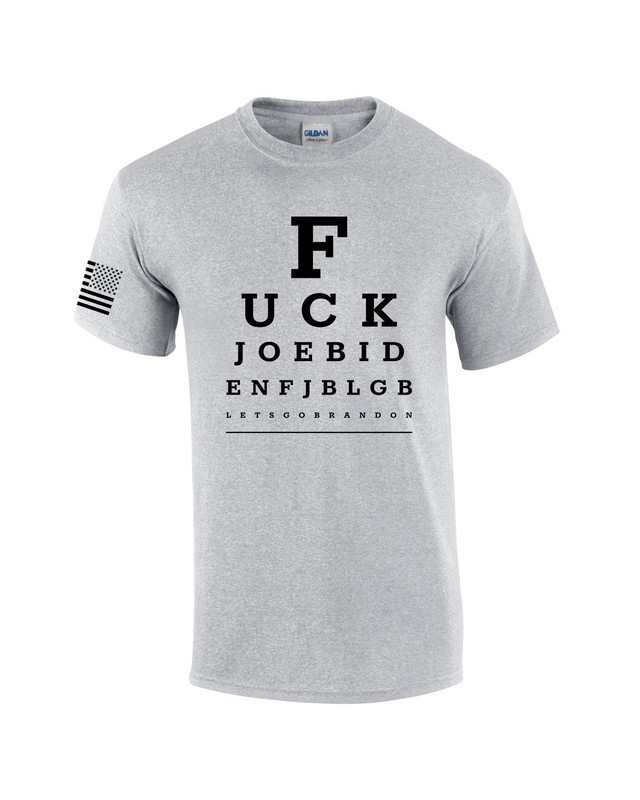 Funny Joe Biden Eye Chart American Flag Sleeve Mens Short Sleeve T-shirt Graphic Tee