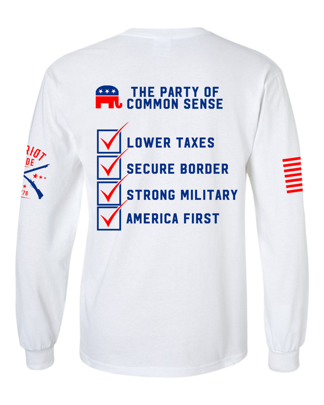 Trenz Shirt Company Trump Vance 2024 Republican Party of Common Sense Long Sleeve T-shirt