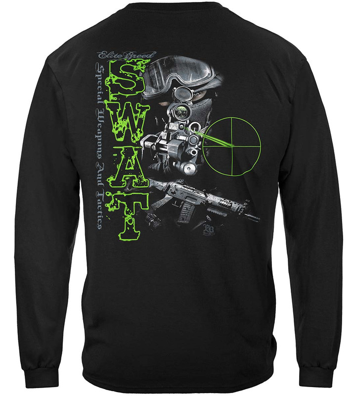 Elite Breed Swat Law Enforcement 100% Cotton Black Long Sleeves T-Shirt