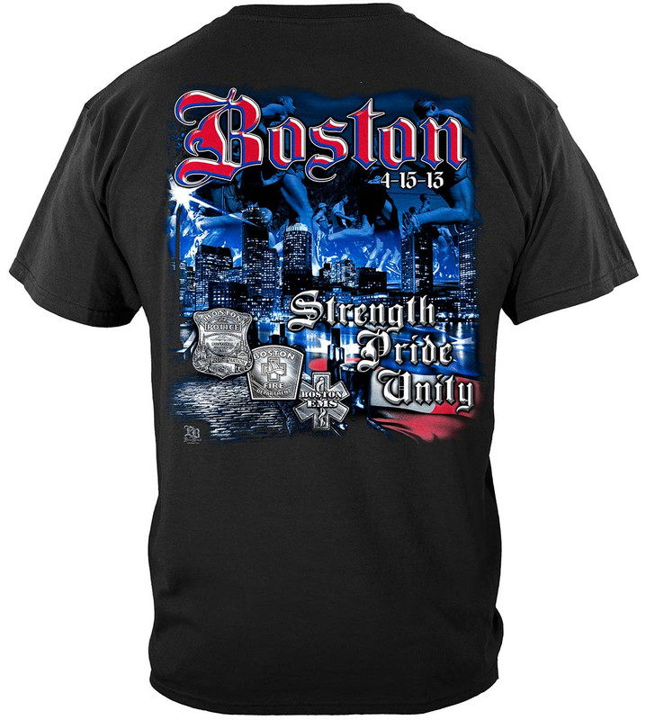 Elite Breed Boston Strong Support 100% Cotton Black T-Shirt
