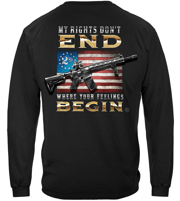 2nd Amendment My Rights Don't End 2nd Amendment 100% Cotton Black Long Sleeves T-Shirt