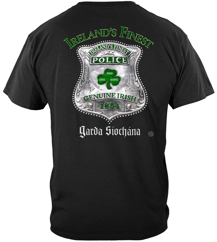 Garda Ireland's Finest Law Enforcement 100% Cotton Black T-Shirt