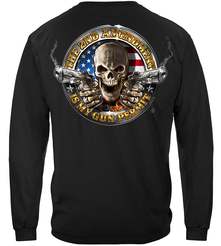 2nd Amendment Is My Gun Permit 2nd Amendment 100% Cotton Black Long Sleeves T-Shirt