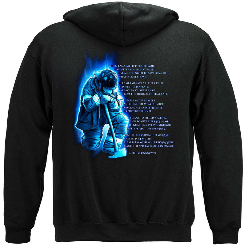 Fireman's Prayer Firefighter 8oz 50/50 Black Hooded Sweat Shirt