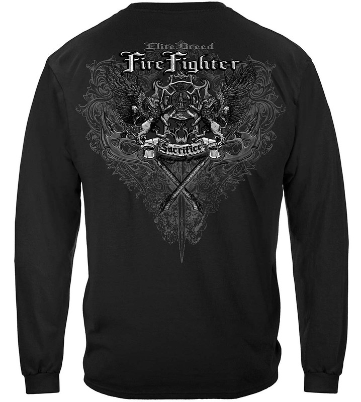 Elite Breed Sacrifice Firefighter 100% Cotton Ice Gray Long Sleeves T-Shirt
