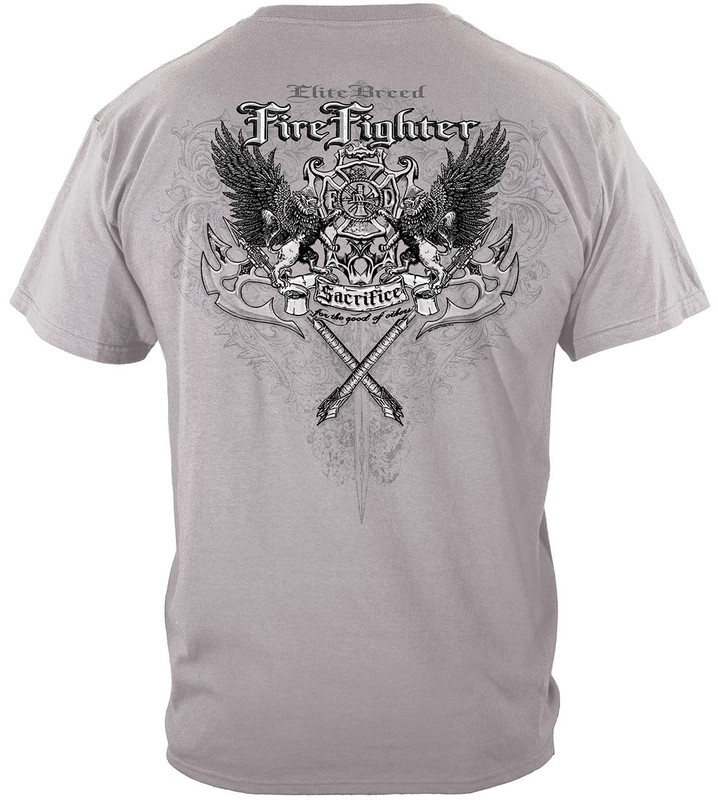 Elite Breed Sacrifice Firefighter 100% Cotton Ice Gray T-Shirt