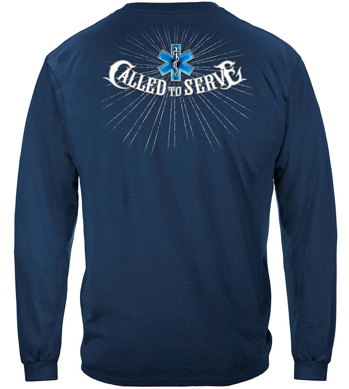EMS Called To Serve EMS 100% Cotton Indigo Blue Long Sleeves T-Shirt