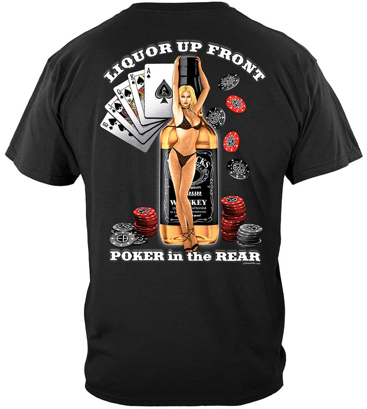 Liquor Up Front Firefighter 100% Cotton Black T-Shirt