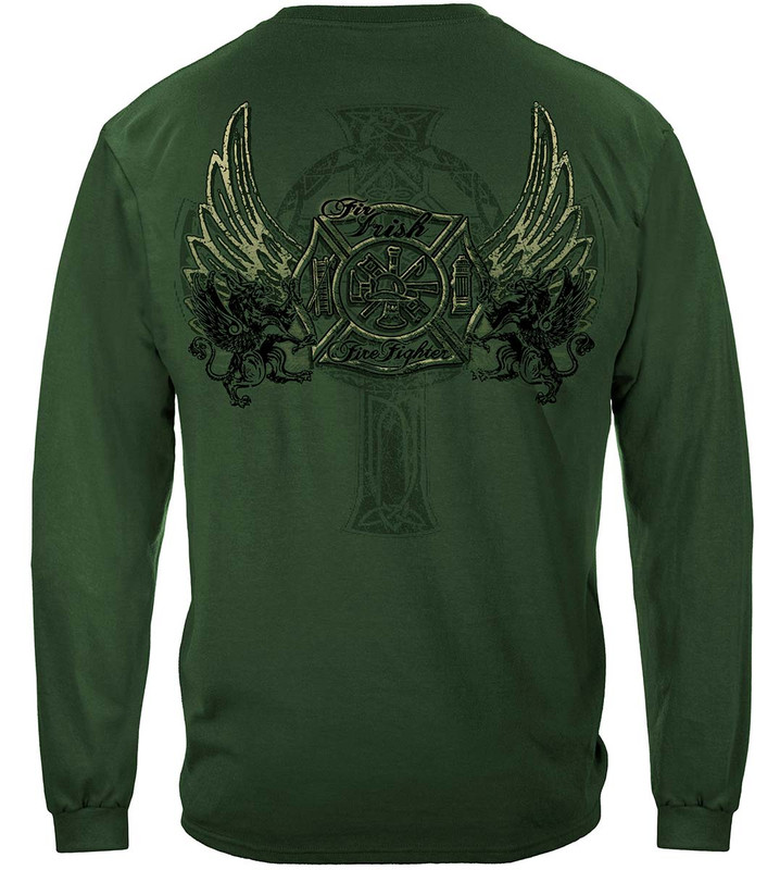 Elite Breed Irish Firefighter 100% Cotton Military Green Long Sleeves T-Shirt