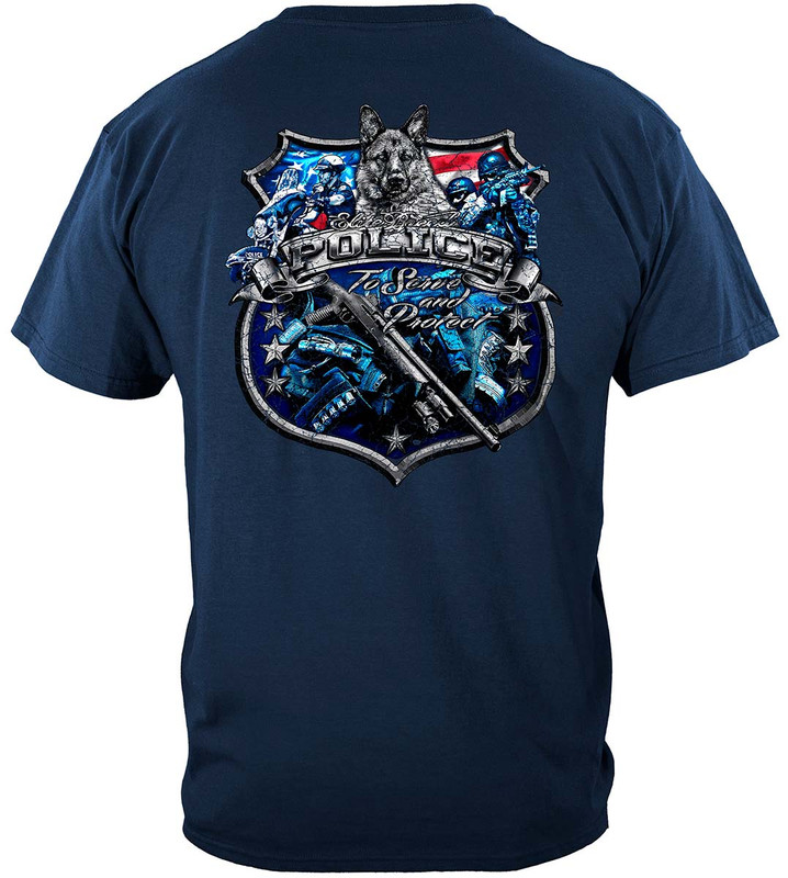 Elite Breed Police Force To Serve And Protect Law Enforcement 100% Cotton Navy T-Shirt