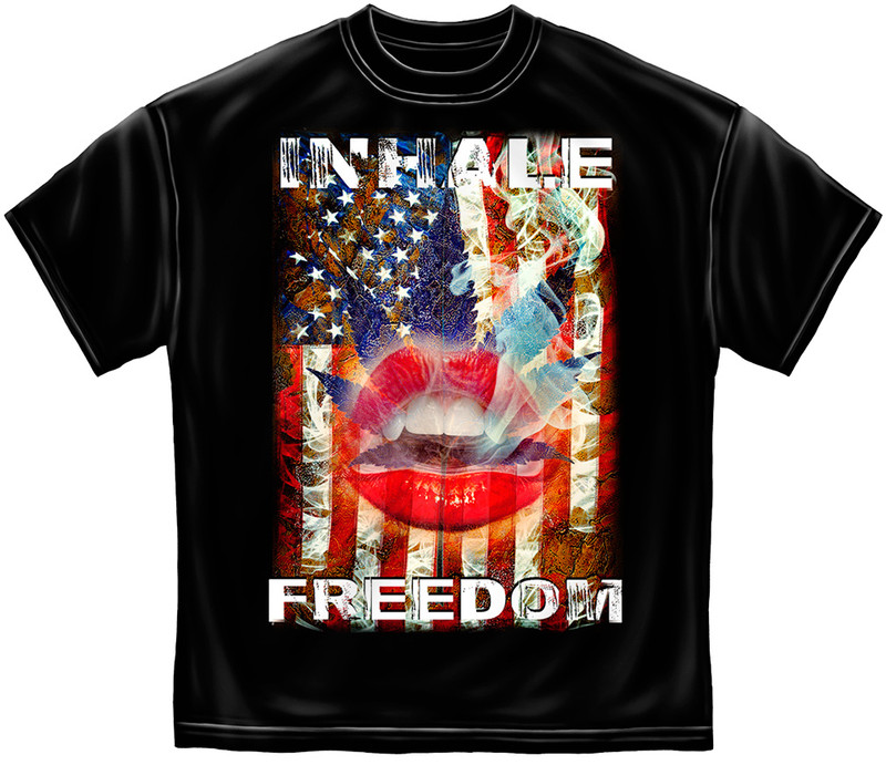 Inhale Freedom Political 100% Cotton Black T-Shirt