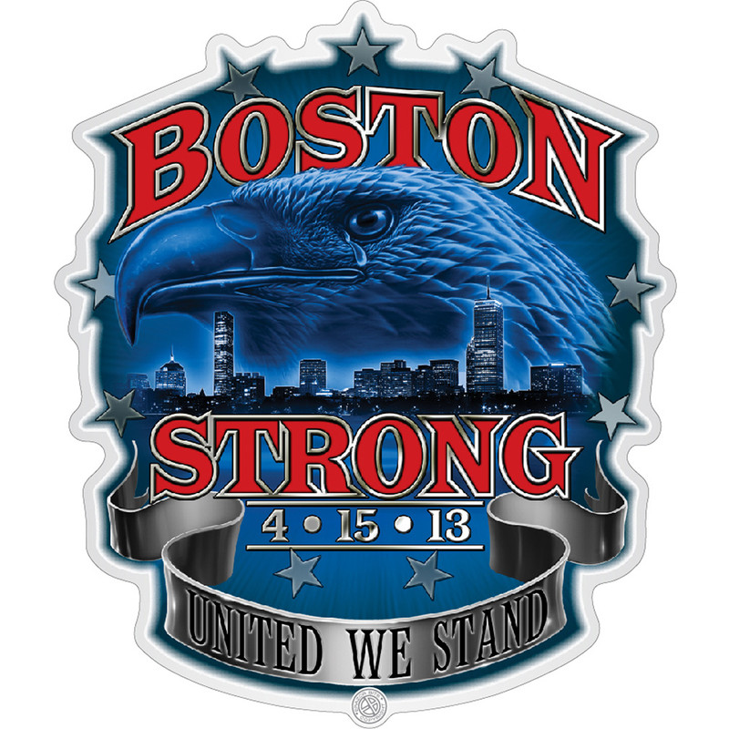 Boston Strong Patriotic White vinyl Reflective Decal 12In