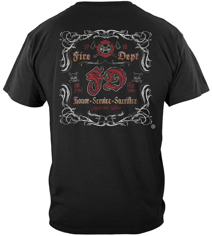 Fd Southern Scroll Work Firefighter 100% Cotton Black T-Shirt