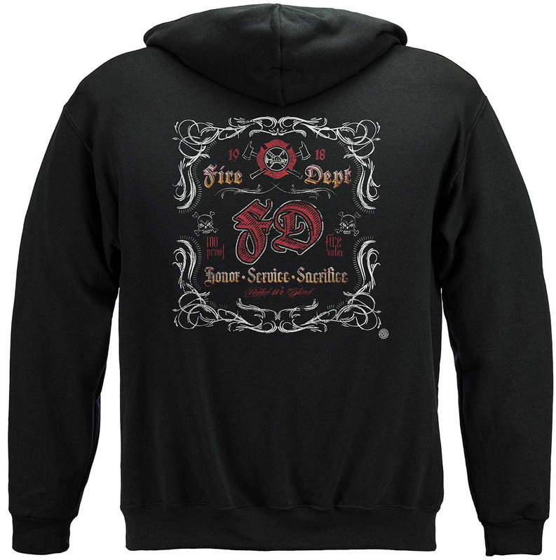 Fd Southern Scroll Work Firefighter 8oz 50/50 Black Hooded Sweat Shirt